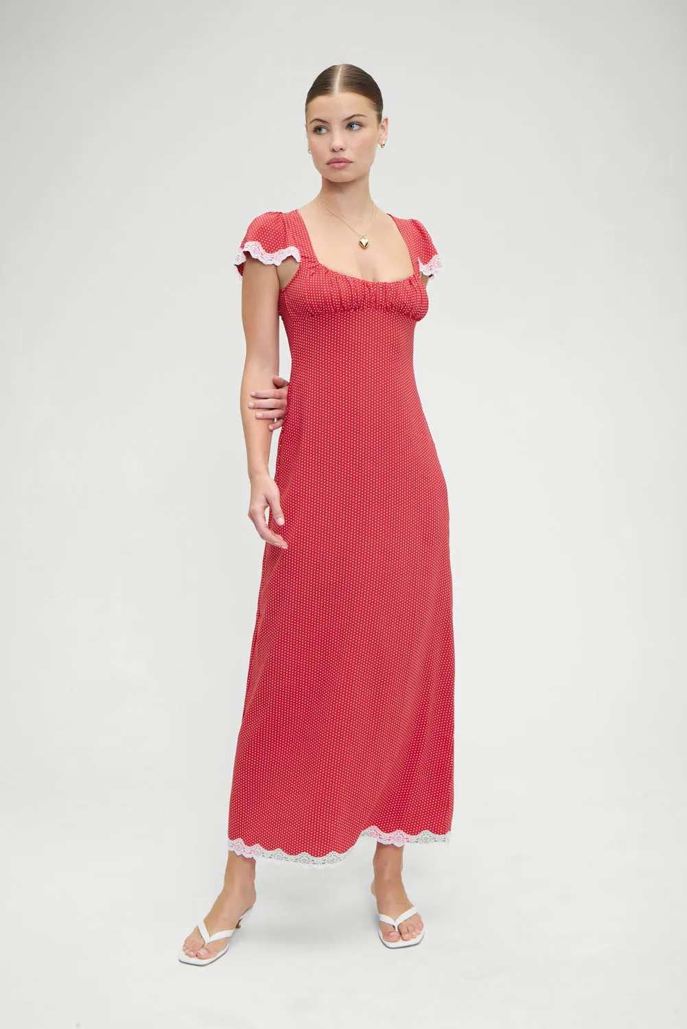 Rosalyn Polka Dot Maxi Dress - Ladybug sold by Frankie's Bikinis