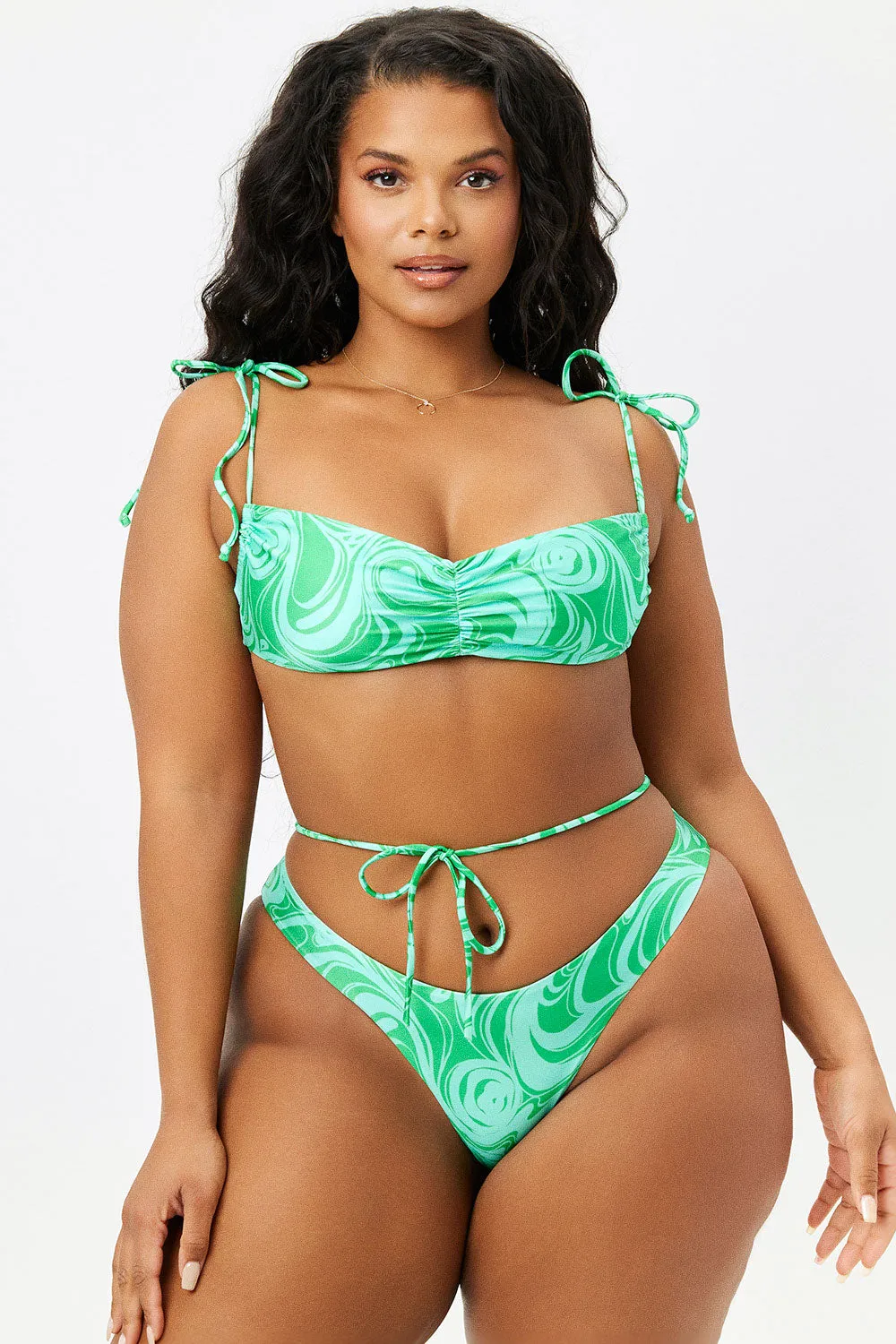 Foxy Satin Cheeky Bikini Bottom - Rainforest sold by Frankie's Bikinis product image thumbnail 3