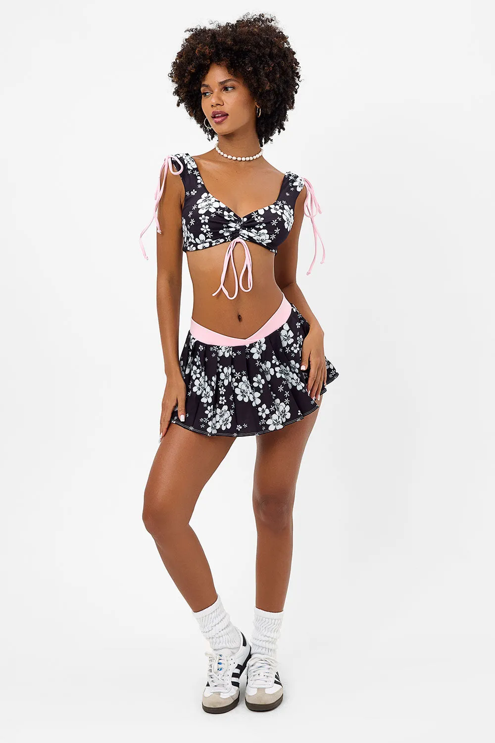 Windy Ruched Floral Crop Top - Plush Plumeria sold by Frankie's Bikinis product image thumbnail 2