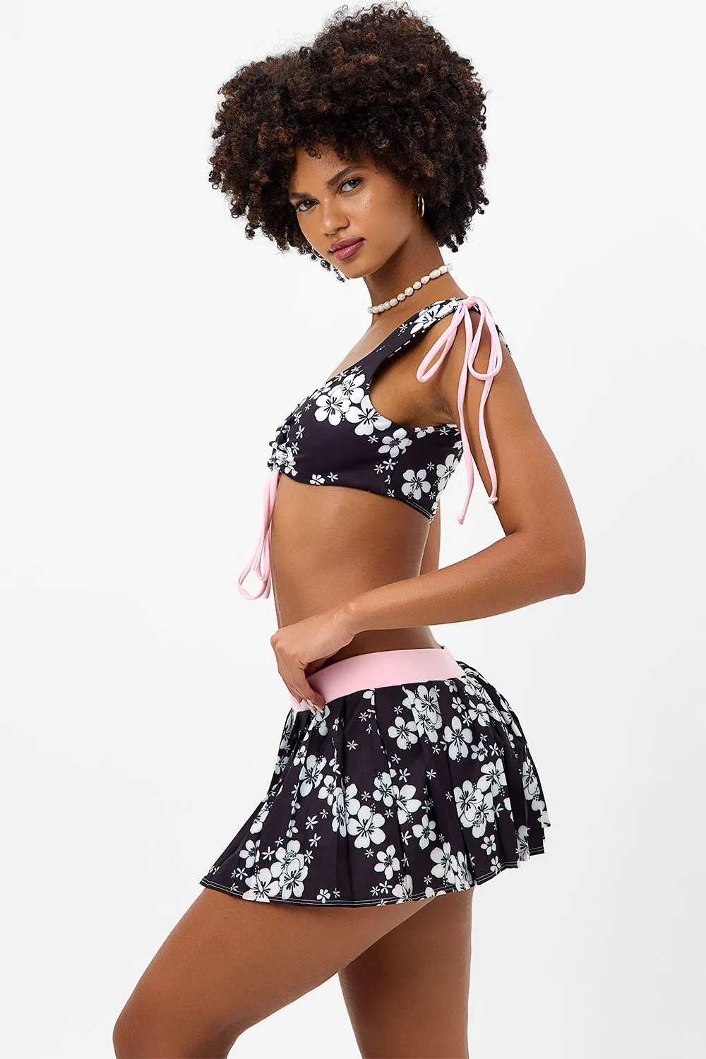 Windy Ruched Floral Crop Top - Plush Plumeria sold by Frankie's Bikinis product image thumbnail 3