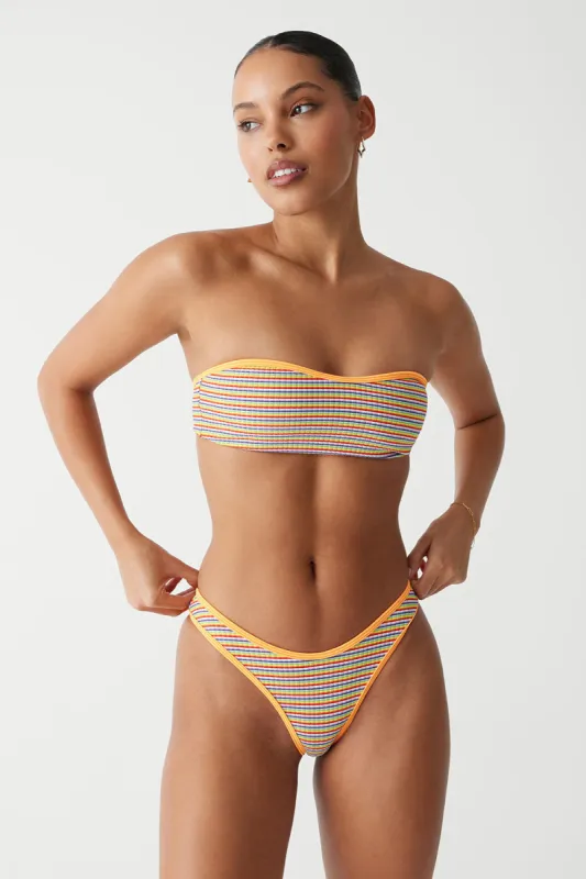 Rosabella Striped Bandeau Bikini Top - Hawaiian Sky sold by Frankie's Bikinis