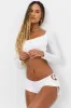 Piper Plissé Long Sleeve Crop Top - Optic White sold by Frankie's Bikinis