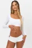 Piper Plissé Long Sleeve Crop Top - Optic White sold by Frankie's Bikinis