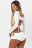 Piper Plissé Long Sleeve Crop Top - Optic White sold by Frankie's Bikinis