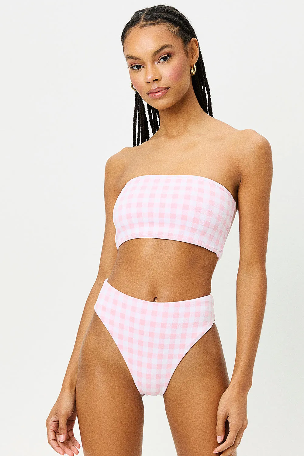 Jenna High Waist Bikini Bottom - Pink Picnic sold by Frankie's Bikinis product image thumbnail 3