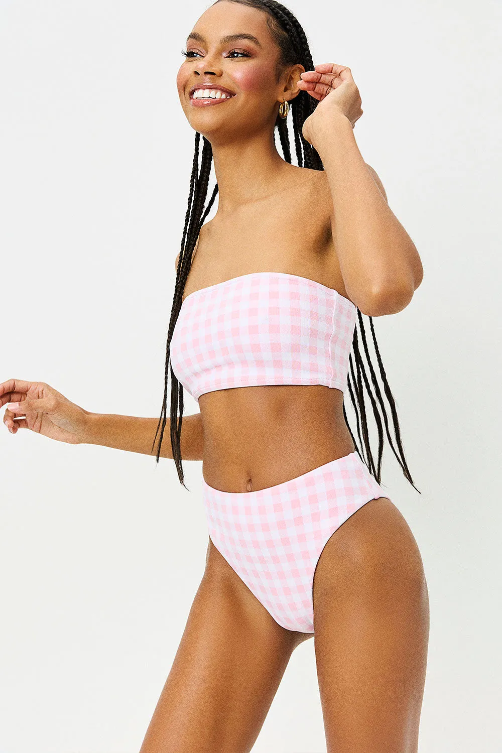 Jenna High Waist Bikini Bottom - Pink Picnic sold by Frankie's Bikinis product image thumbnail 4