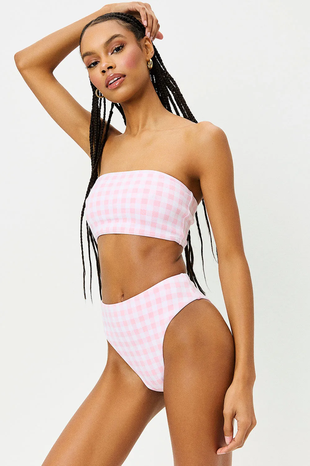 Jenna High Waist Bikini Bottom - Pink Picnic sold by Frankie's Bikinis product image thumbnail 2