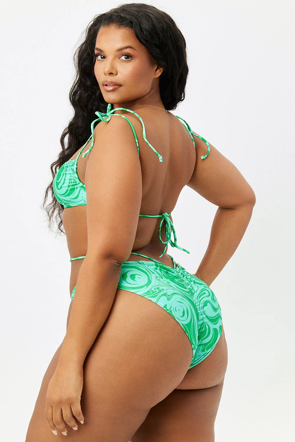 Foxy Satin String Bikini Top - Rainforest sold by Frankie's Bikinis product image thumbnail 3