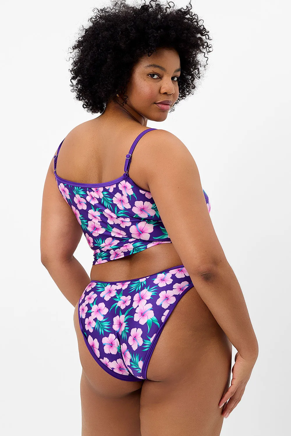 Meg Shine Full Coverage Bikini Bottom - Purple Hibiscus sold by Frankie's Bikinis product image thumbnail 2