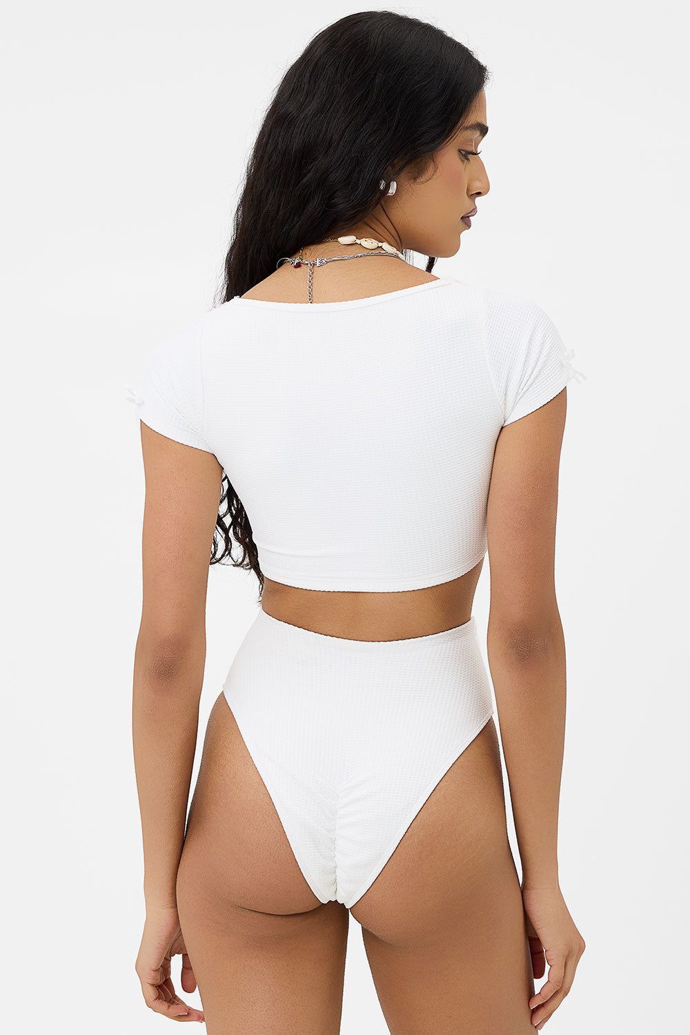 x GIGI HADID Anne Waffle High Waist Bikini Bottom - Dandelion sold by Frankie's Bikinis