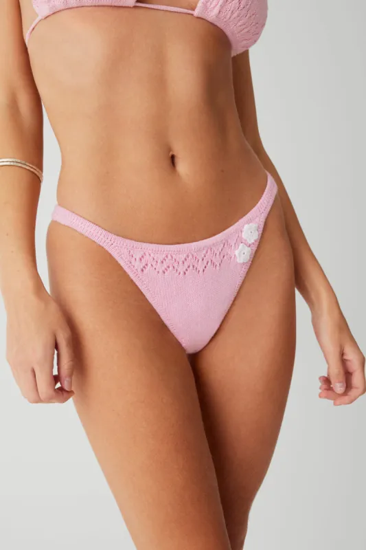 x GUIZIO Tide Crochet Cheeky Bikini Bottom - Slipper Pink sold by Frankie's Bikinis