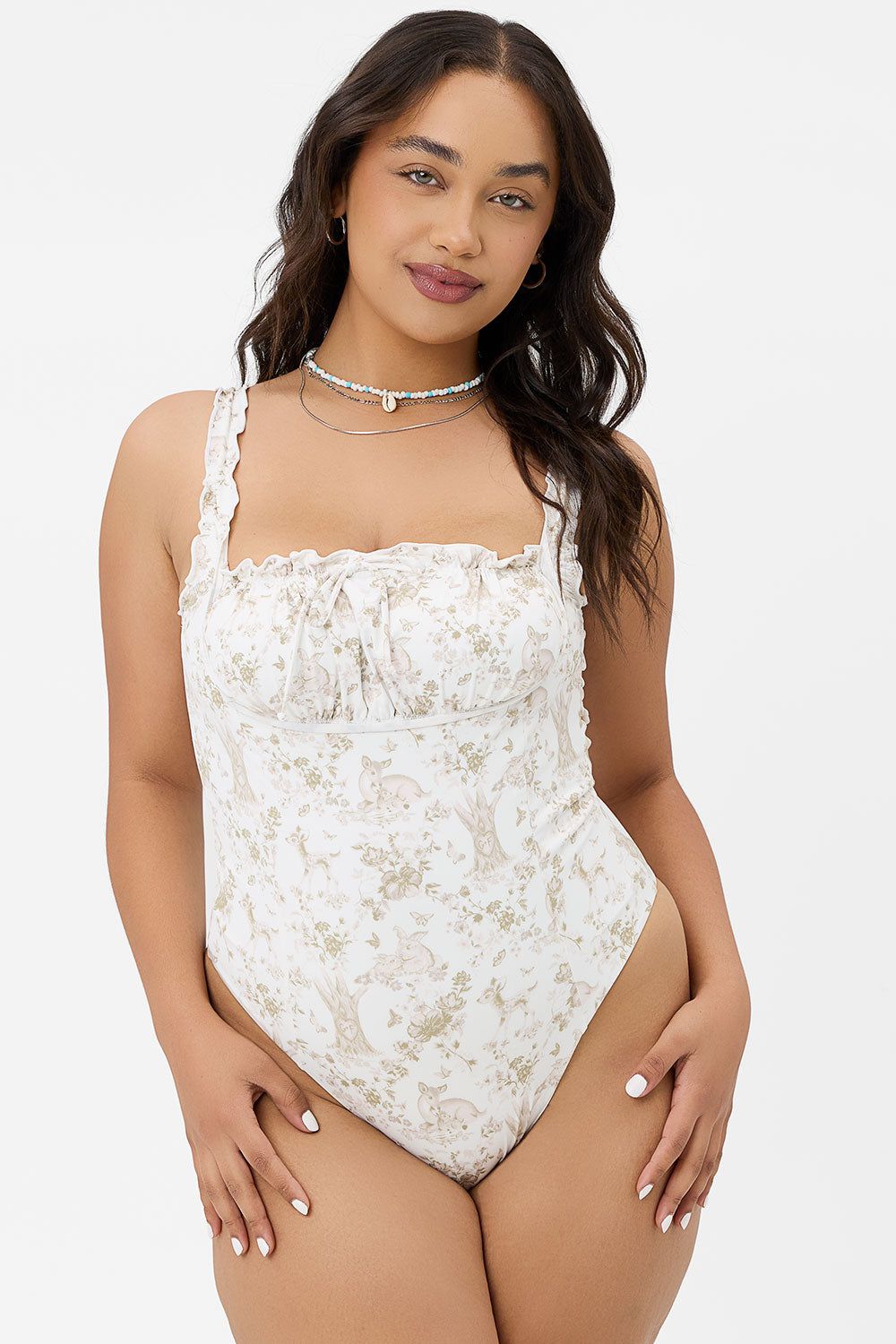 x GIGI HADID Fawn Ruffle One Piece Swimsuit - Yomi Toile Tan - Extended sold by Frankie's Bikinis