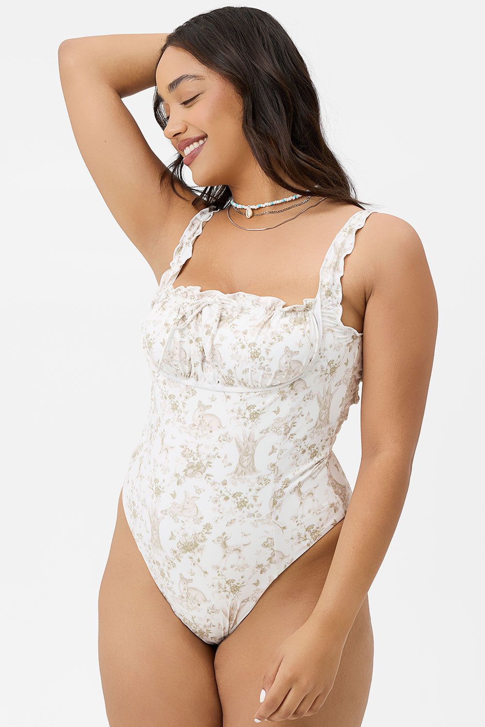 x GIGI HADID Fawn Ruffle One Piece Swimsuit - Yomi Toile Tan - Extended sold by Frankie's Bikinis product image thumbnail 3