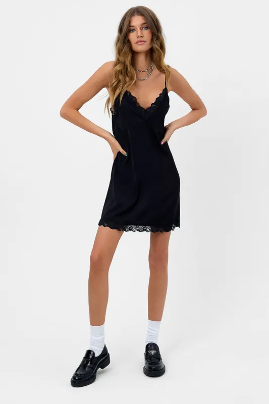 Rosie Satin Mini Dress - Black sold by Frankie's Bikinis
