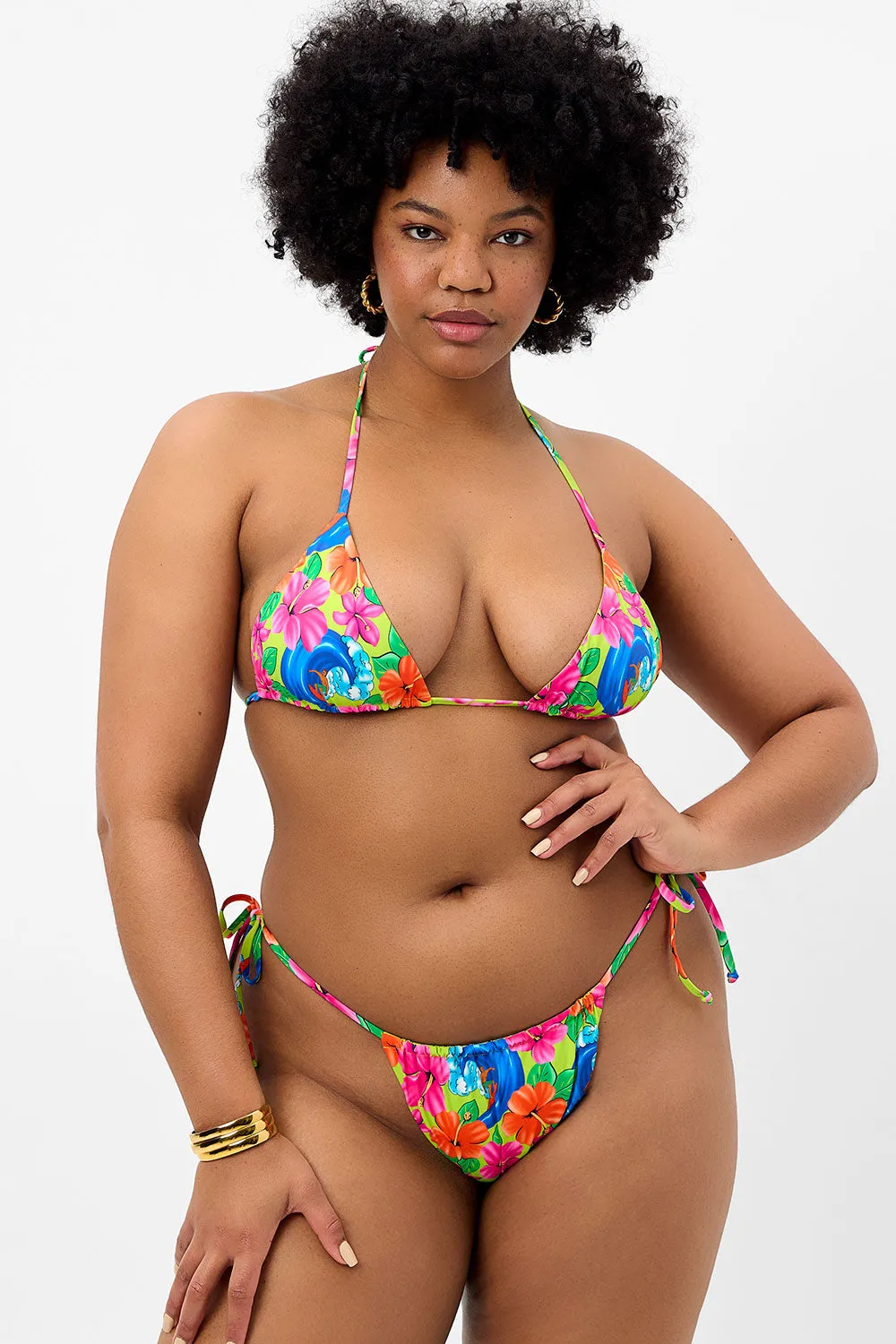 Tia Floral String Bikini Bottom - Neon Surfer sold by Frankie's Bikinis product image thumbnail 5