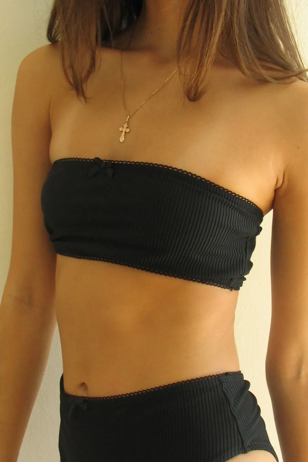 Jada Ribbed Bandeau Bikini Top - Midnight sold by Frankie's Bikinis product image thumbnail 5