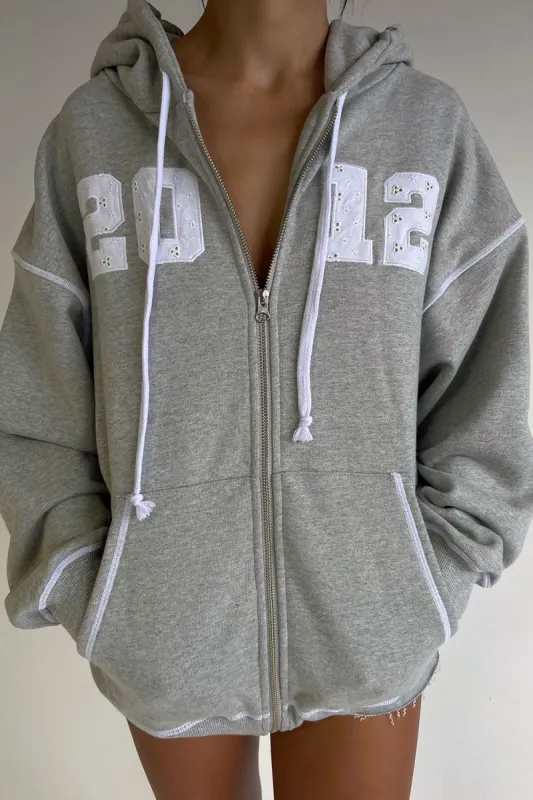 Slumber Zip Up Oversized Hoodie - Heather Grey sold by Frankie's Bikinis