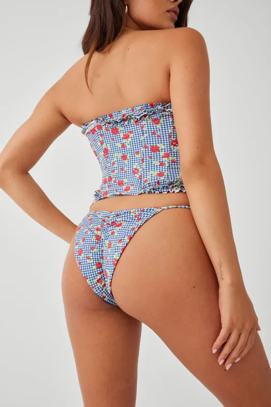 x GUIZIO Somer Floral Skimpy Bikini Bottom - Rose Gingham sold by Frankie's Bikinis