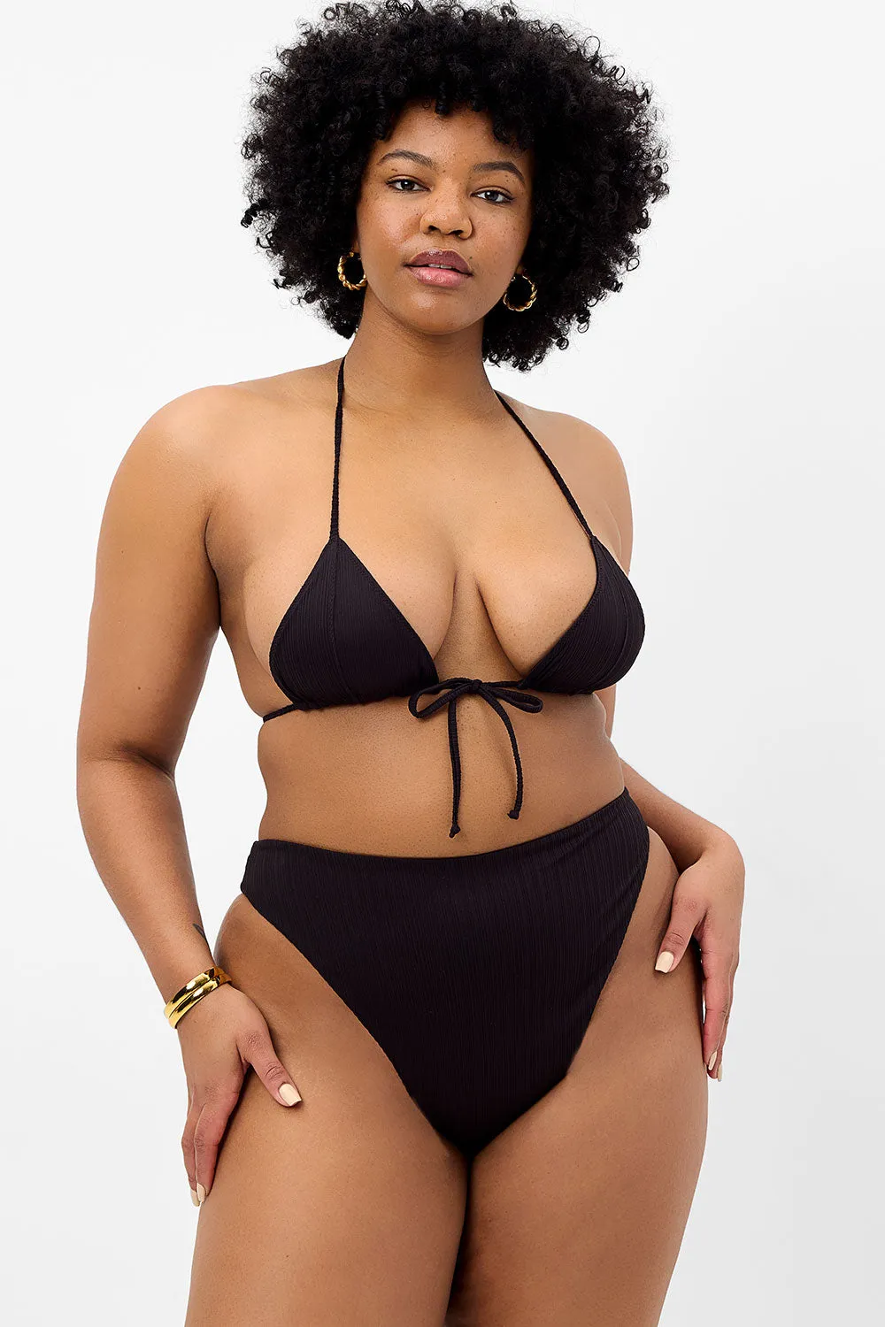 Anne Plissé High Waist Bikini Bottom - Black sold by Frankie's Bikinis product image thumbnail 3