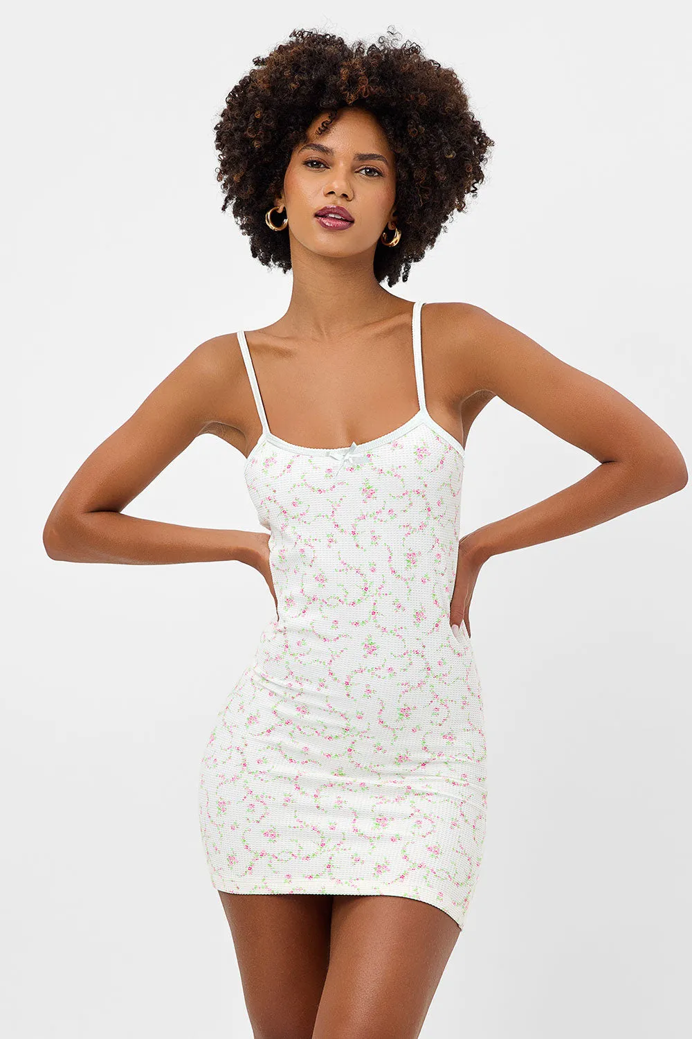 Gwen Waffle Mini Dress - Day Lily sold by Frankie's Bikinis