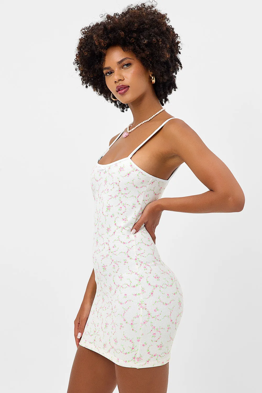 Gwen Waffle Mini Dress - Day Lily sold by Frankie's Bikinis product image thumbnail 3