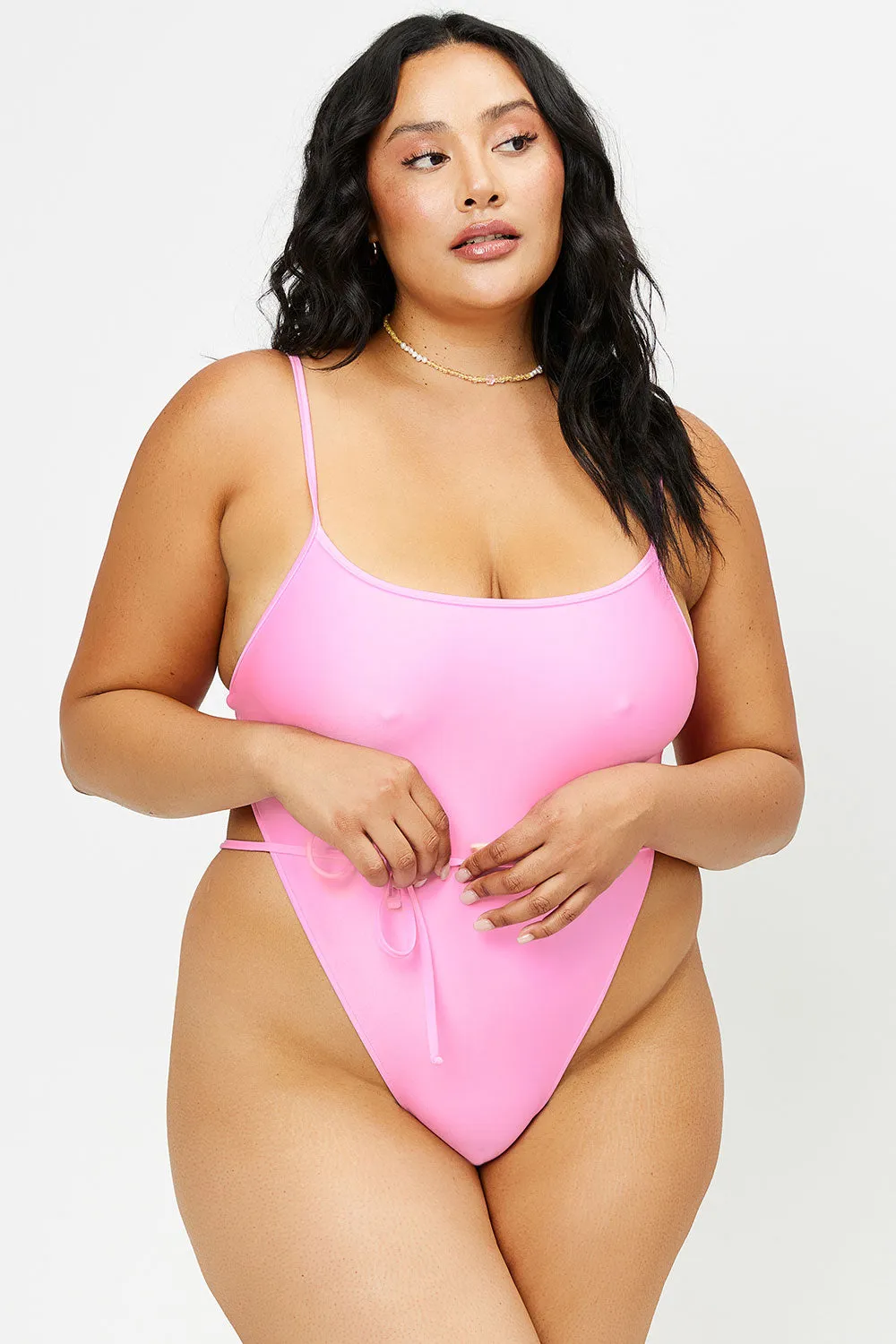Croft Satin Cheeky One Piece Swimsuit - 90's Pink sold by Frankie's Bikinis product image thumbnail 2