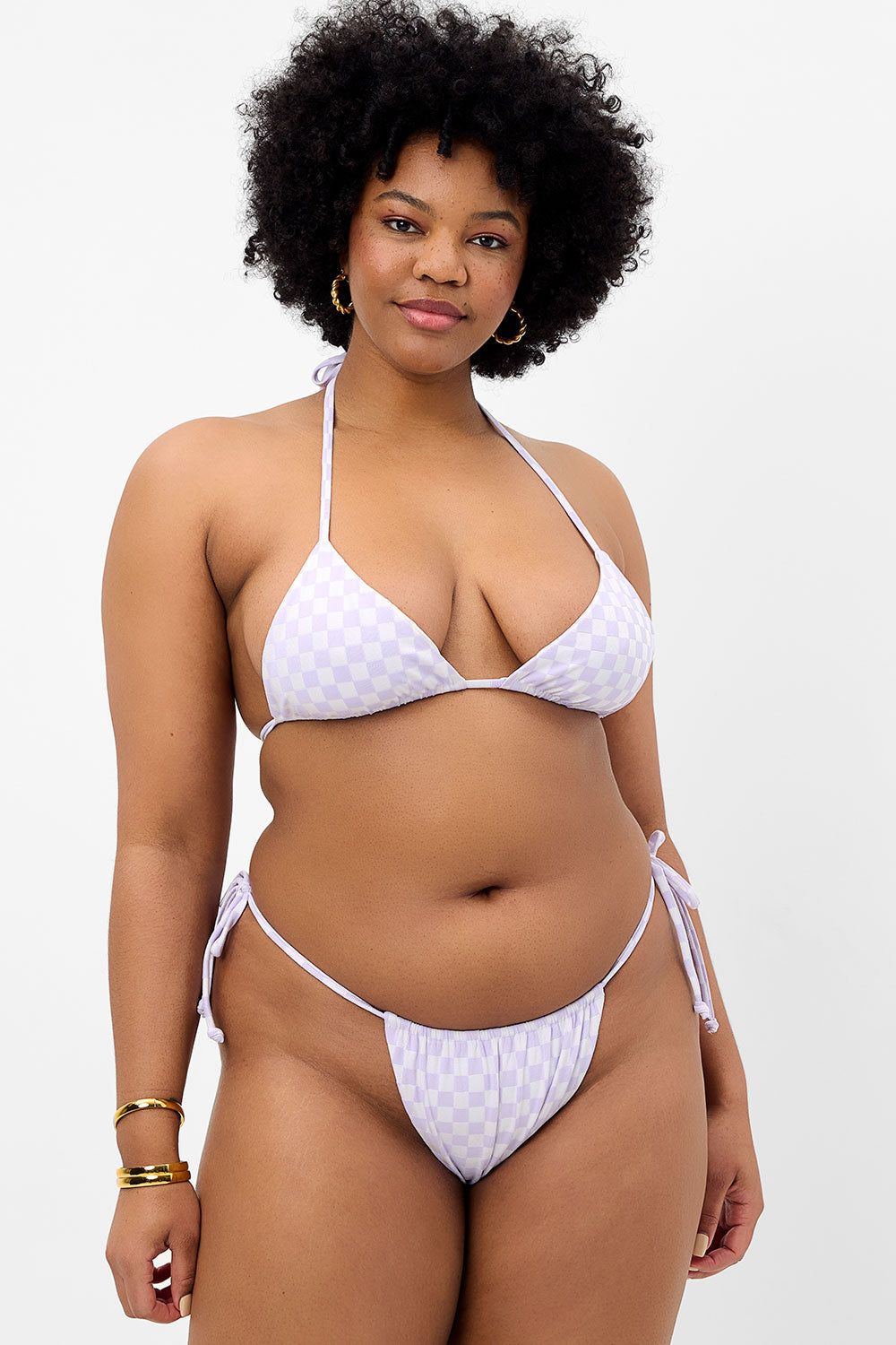 Tia Checkered String Bikini Bottom - Purple Check - Extended sold by Frankie's Bikinis product image thumbnail 2