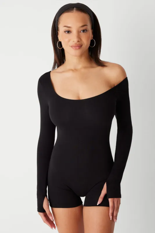 97 One Shoulder Romper - Black sold by Frankie's Bikinis