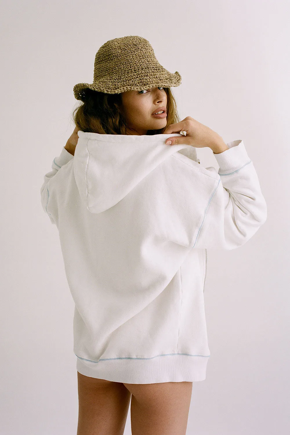 Slumber Zip Up Oversized Hoodie - Malibu White sold by Frankie's Bikinis product image thumbnail 2