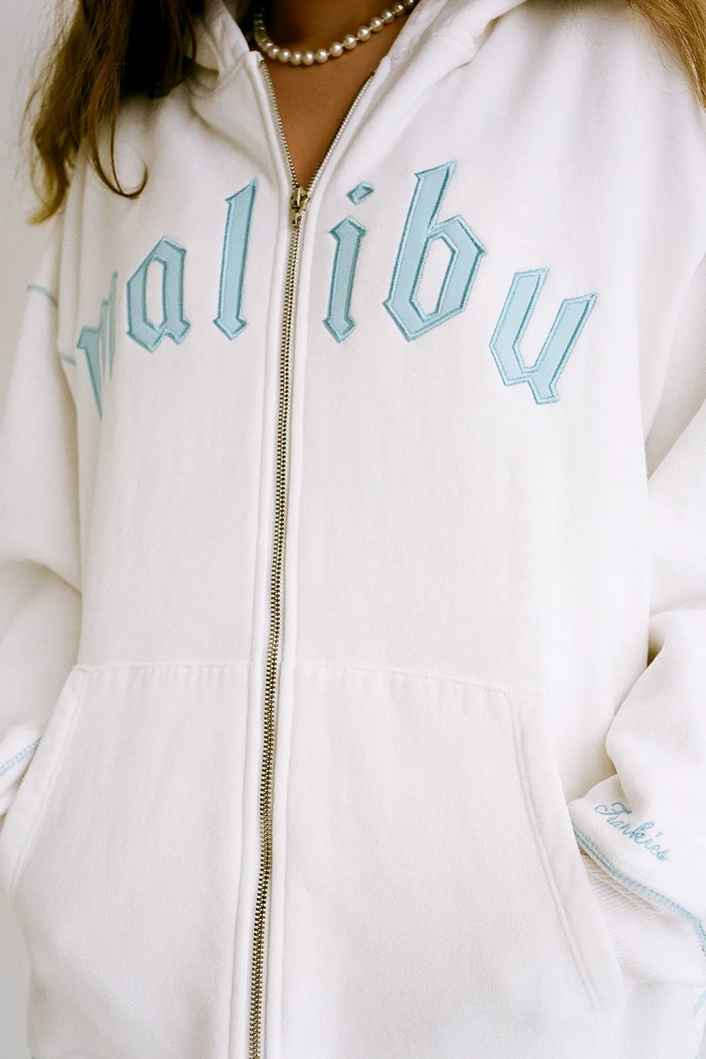 Slumber Zip Up Oversized Hoodie - Malibu White sold by Frankie's Bikinis product image thumbnail 4