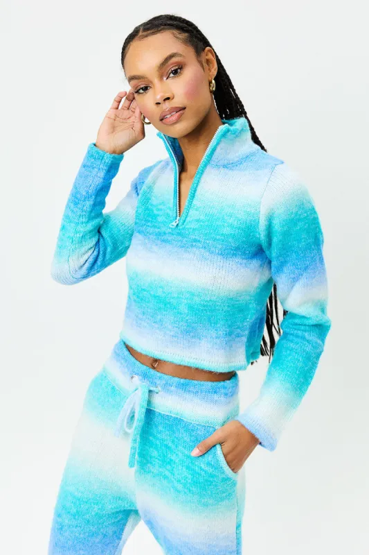 Bowie Cropped Knit Sweater - Blue Horizon sold by Frankie's Bikinis