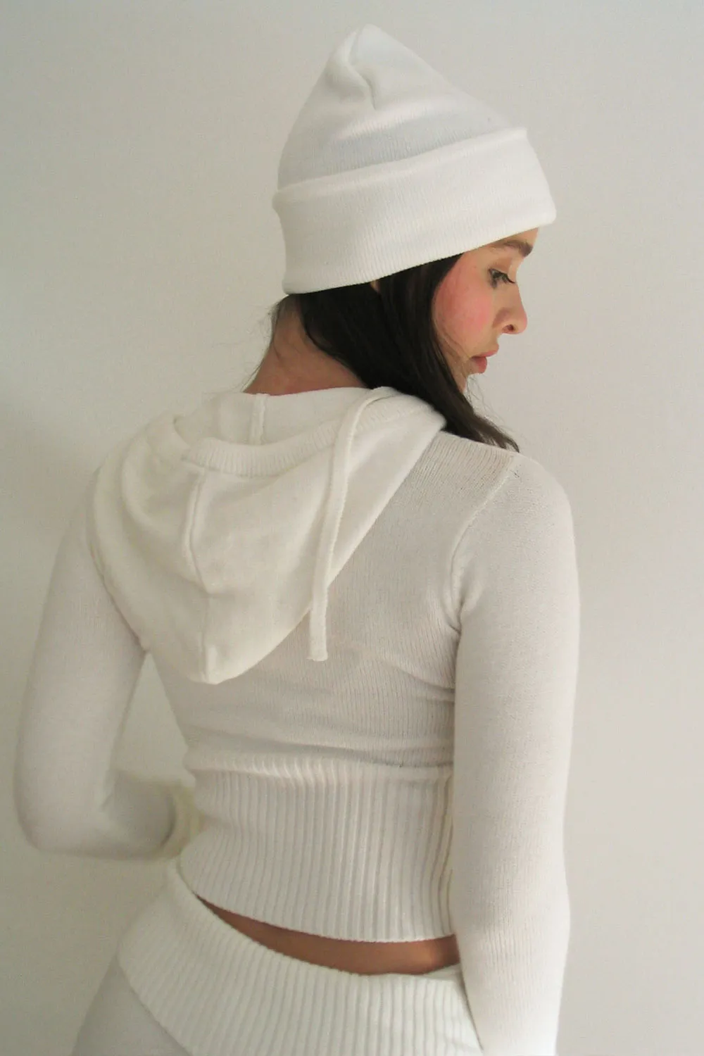 Aimee Cloud Knit Zip Up Hoodie - Snow White sold by Frankie's Bikinis product image thumbnail 4