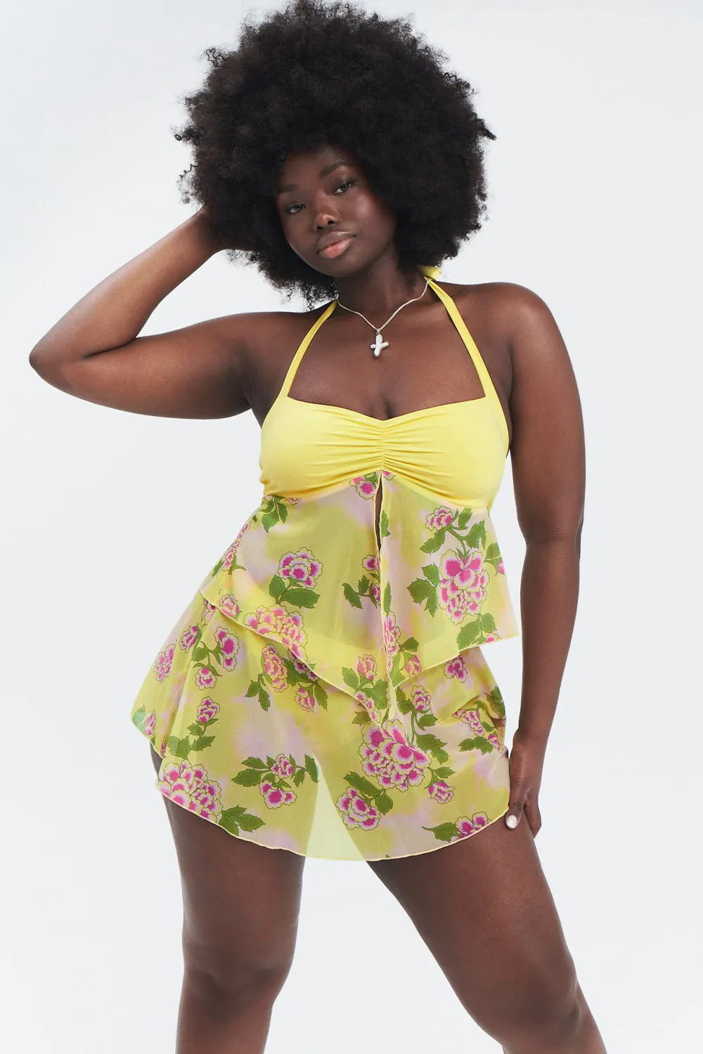 Luna Floral Mini Skirt - Mojito sold by Frankie's Bikinis product image thumbnail 4