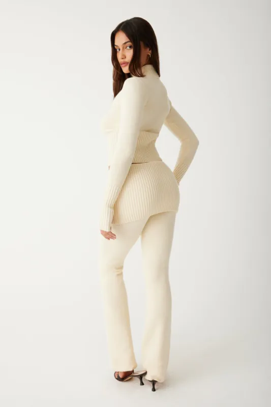 Mason Cloud Knit Flare Pant - French Vanilla sold by Frankie's Bikinis