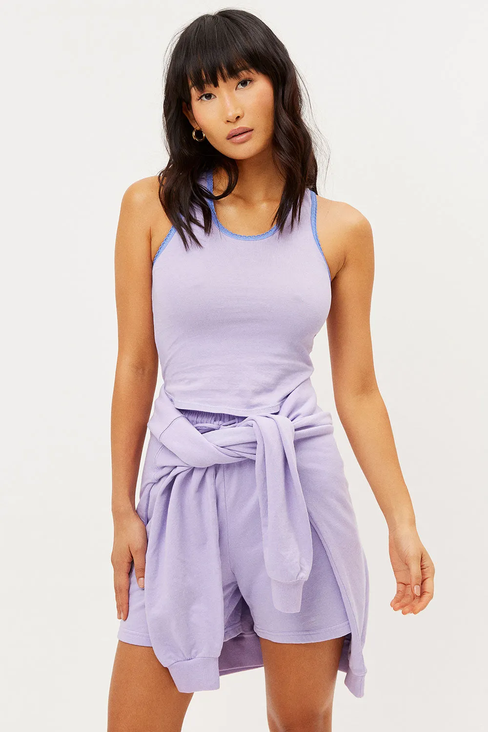 Messman Ribbed High Neck Tank - Lilac sold by Frankie's Bikinis
