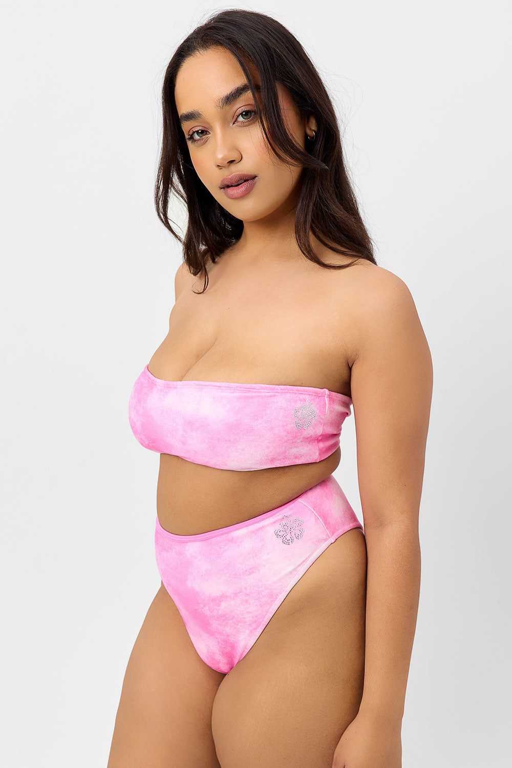 Jean Terry Bandeau Bikini Top - Distorted Pink Dye - Extended sold by Frankie's Bikinis