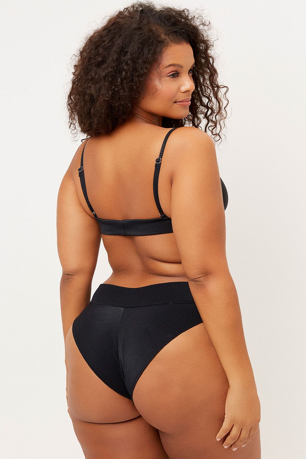 Gavin Ribbed Cheeky Bikini Bottom - Black - Extended sold by Frankie's Bikinis