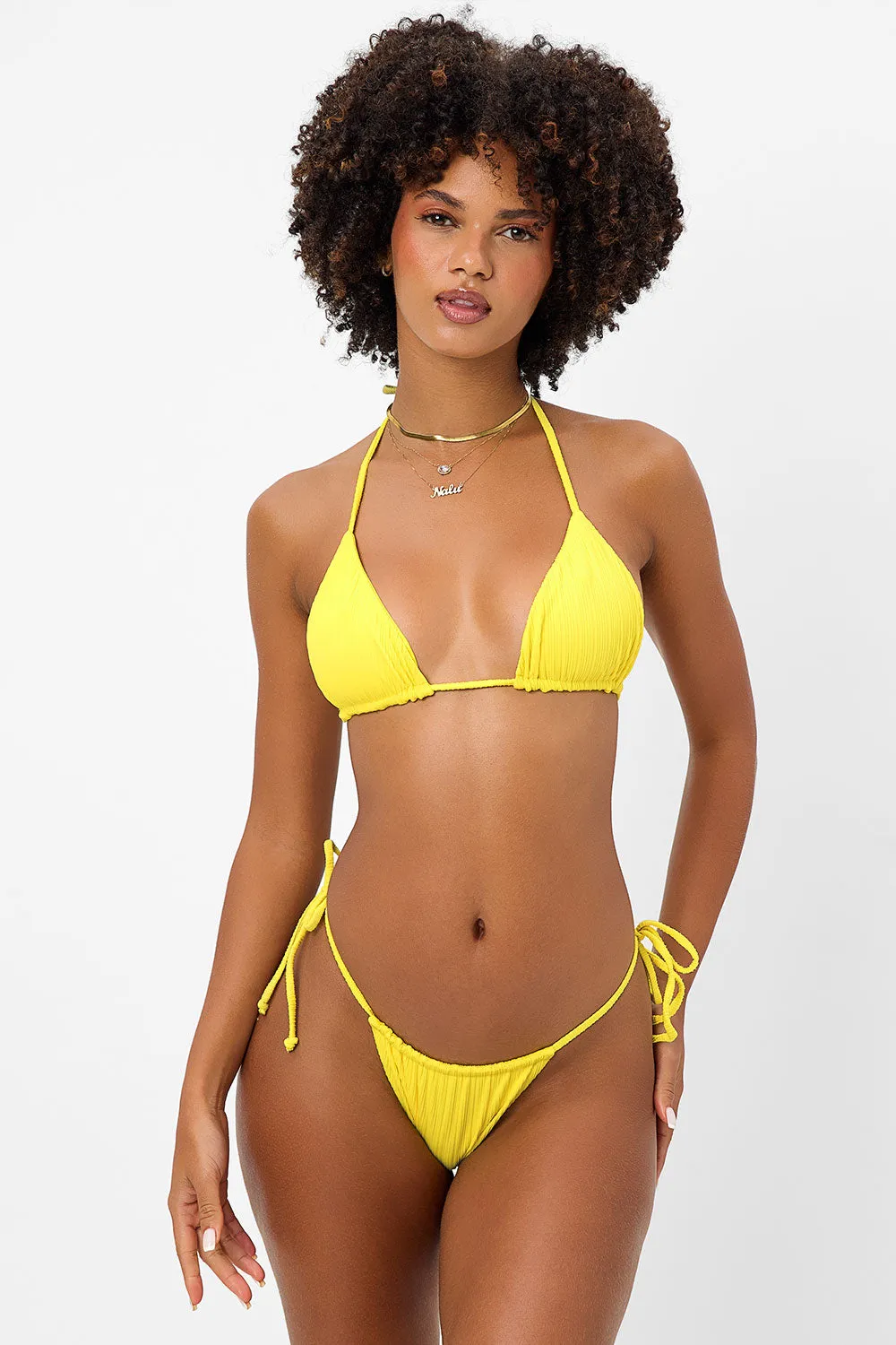 Tia Plissé String Bikini Bottom - Pina Colada sold by Frankie's Bikinis product image thumbnail 3
