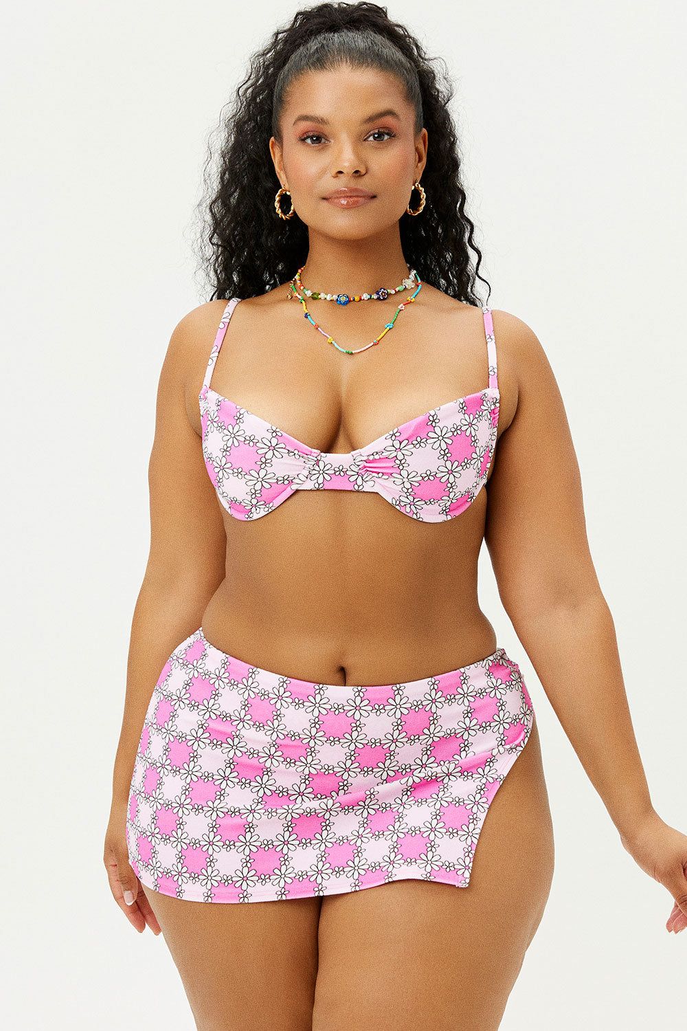 Marty Terry Swim Skirt Bikini Bottom - Pink Daisy - Extended sold by Frankie's Bikinis product image thumbnail 2