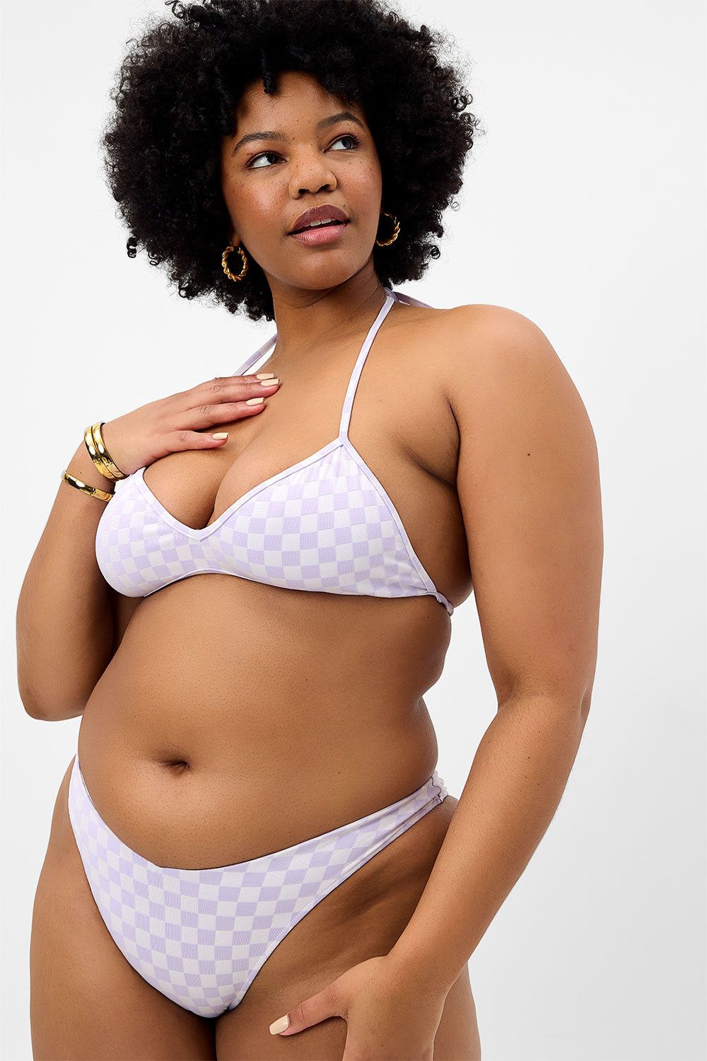 Boardwalk Checkered String Bikini Top - Purple Check - Extended sold by Frankie's Bikinis