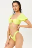 Marina Satin Cheeky Bikini Bottom - Lemon Drop sold by Frankie's Bikinis