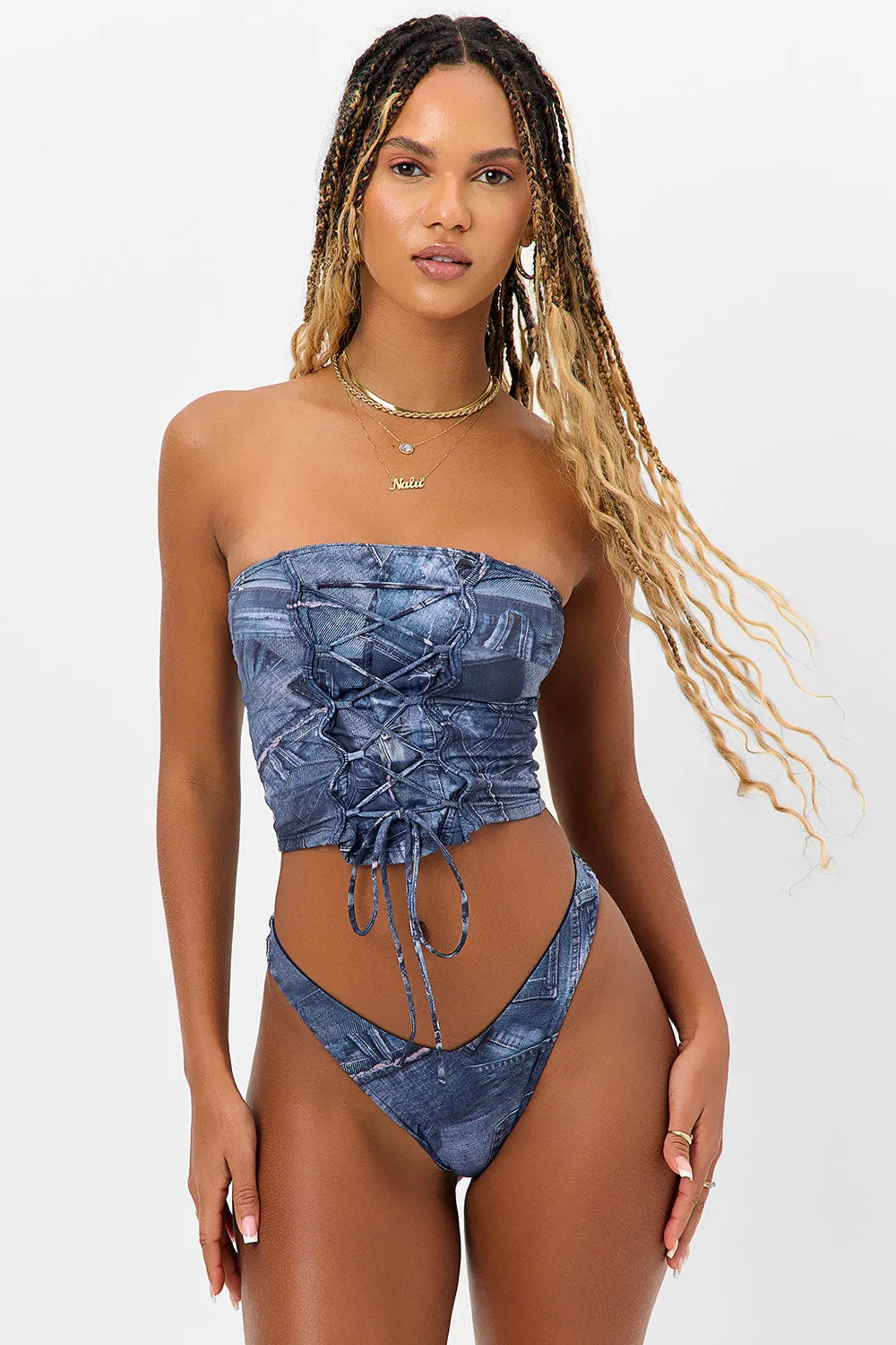 Enzo Cheeky Bikini Bottom - Blue Jean sold by Frankie's Bikinis product image thumbnail 5