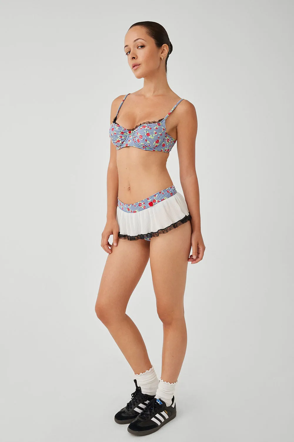 x GUIZIO Ellison Floral Swim Skirt Bikini Bottom - Rose Gingham sold by Frankie's Bikinis product image thumbnail 4