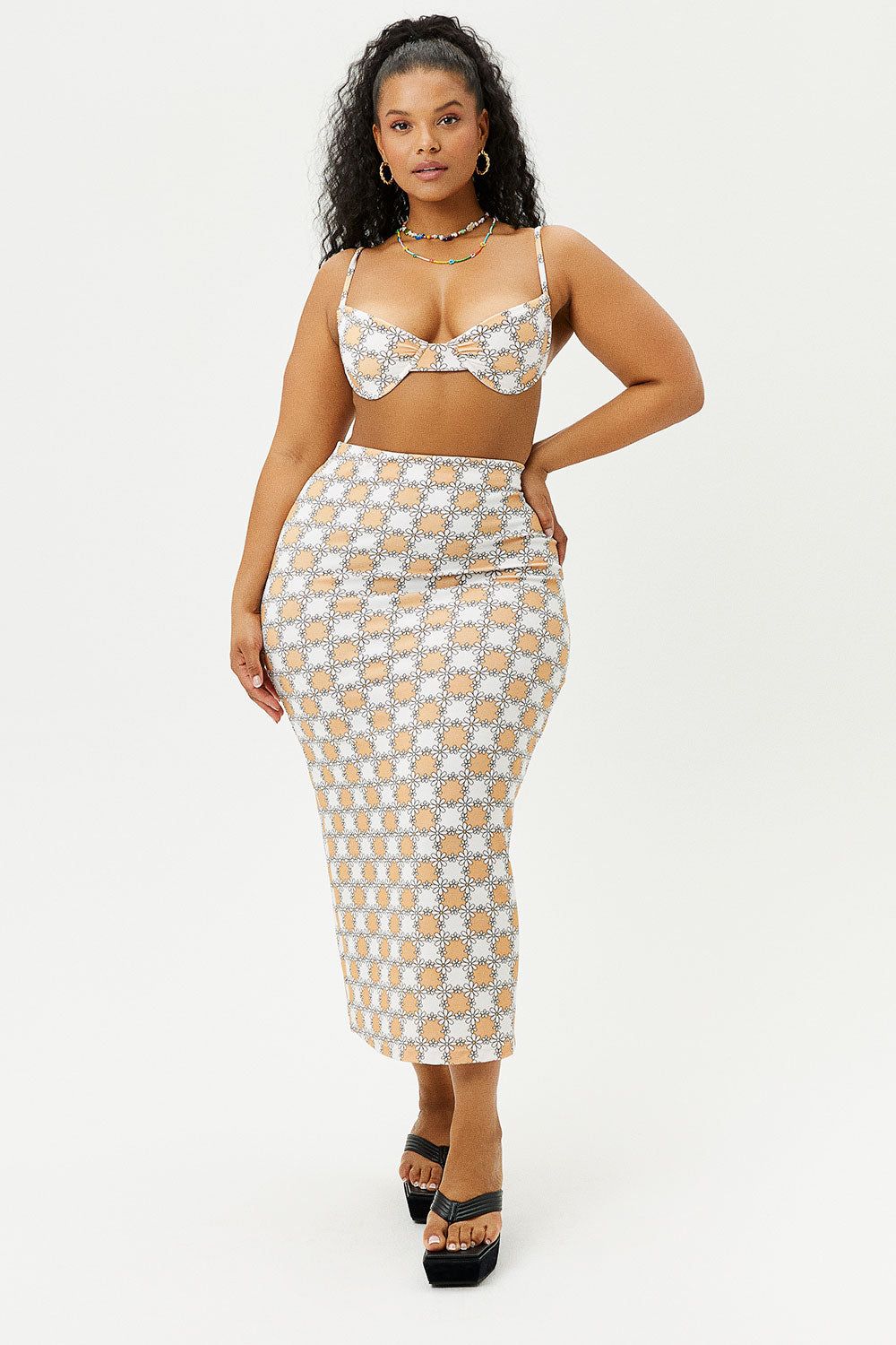 Opal Terry Midi Skirt - Nude Daisy - Extended sold by Frankie's Bikinis product image thumbnail 2