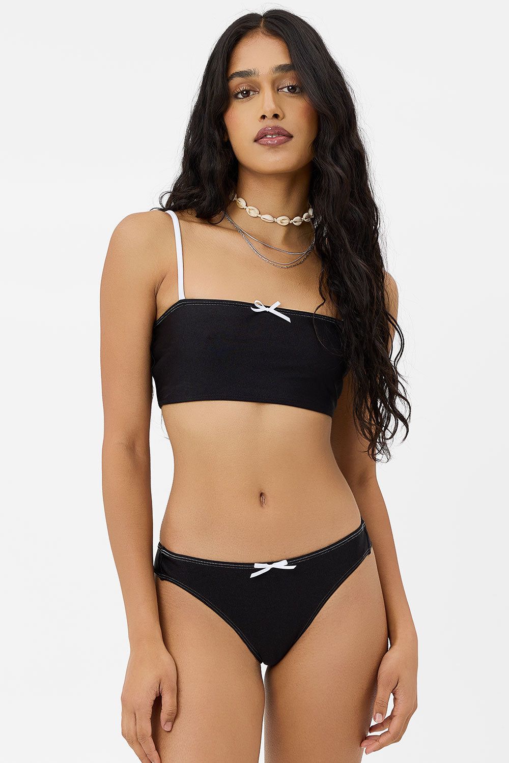 x GIGI HADID Dawson Shine Cheeky Bikini Bottom - Black White sold by Frankie's Bikinis product image thumbnail 3