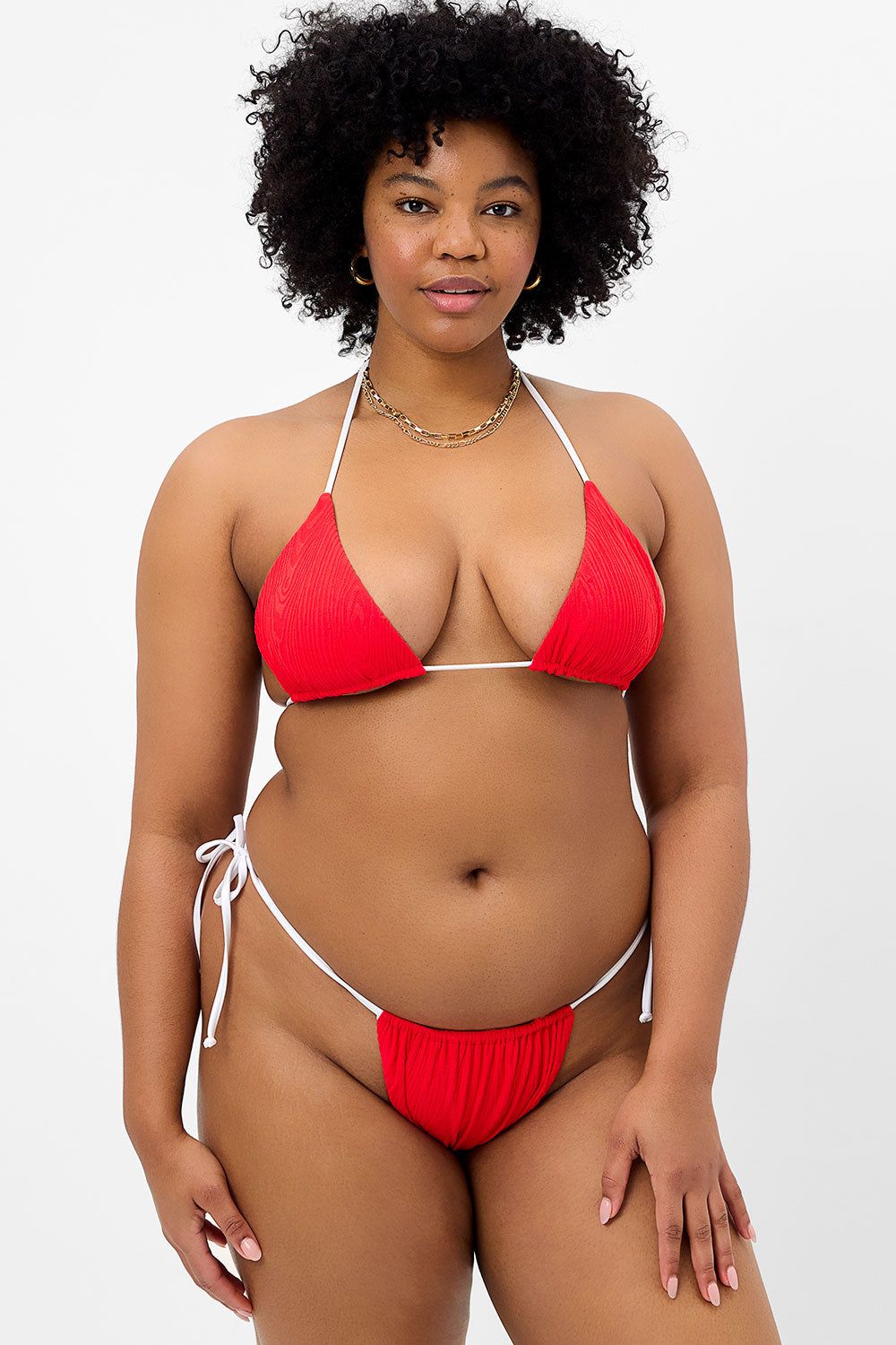 Tia Textured Triangle Bikini Top - Flame - Extended sold by Frankie's Bikinis product image thumbnail 2