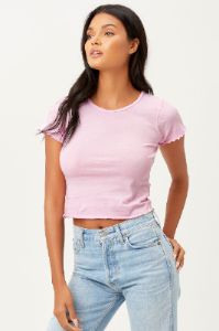 Baby Tee High Neck Crop Top - Love Pink sold by Frankie's Bikinis