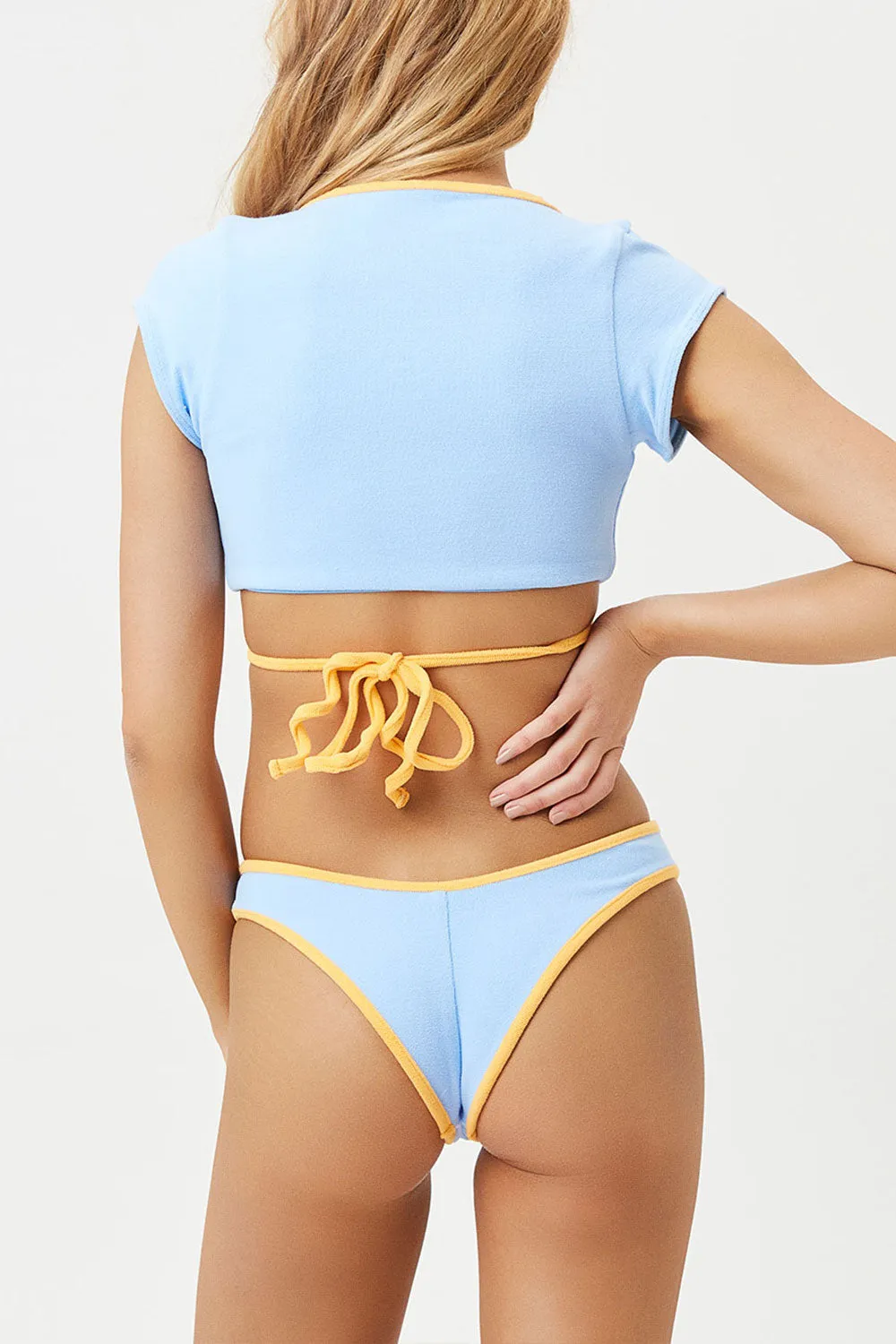 Katarina Terry Cheeky Bikini Bottom - Bluebird sold by Frankie's Bikinis