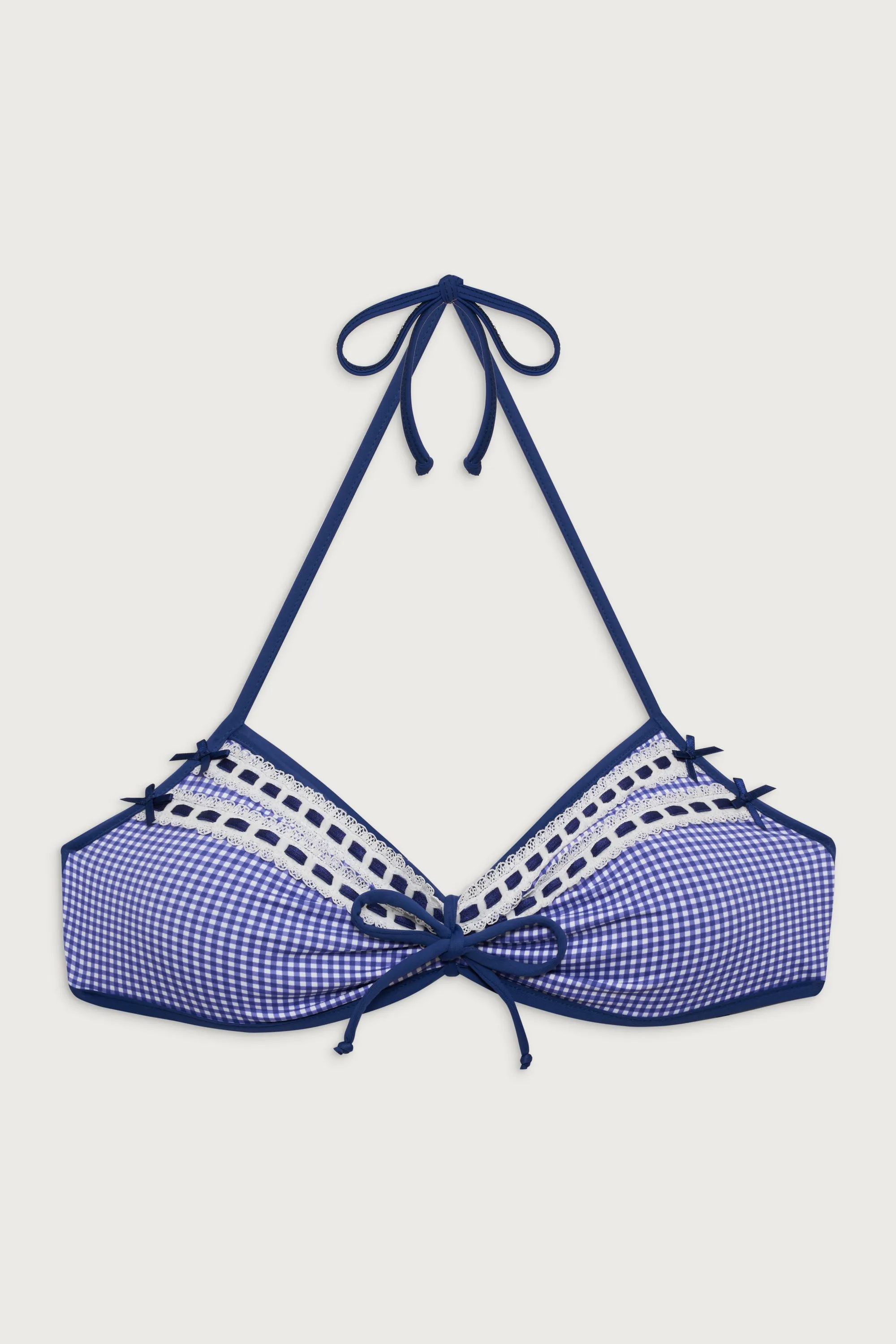 Jessup Triangle Halter Bikini Top - Sailor Gingham sold by Frankie's Bikinis product image thumbnail 2