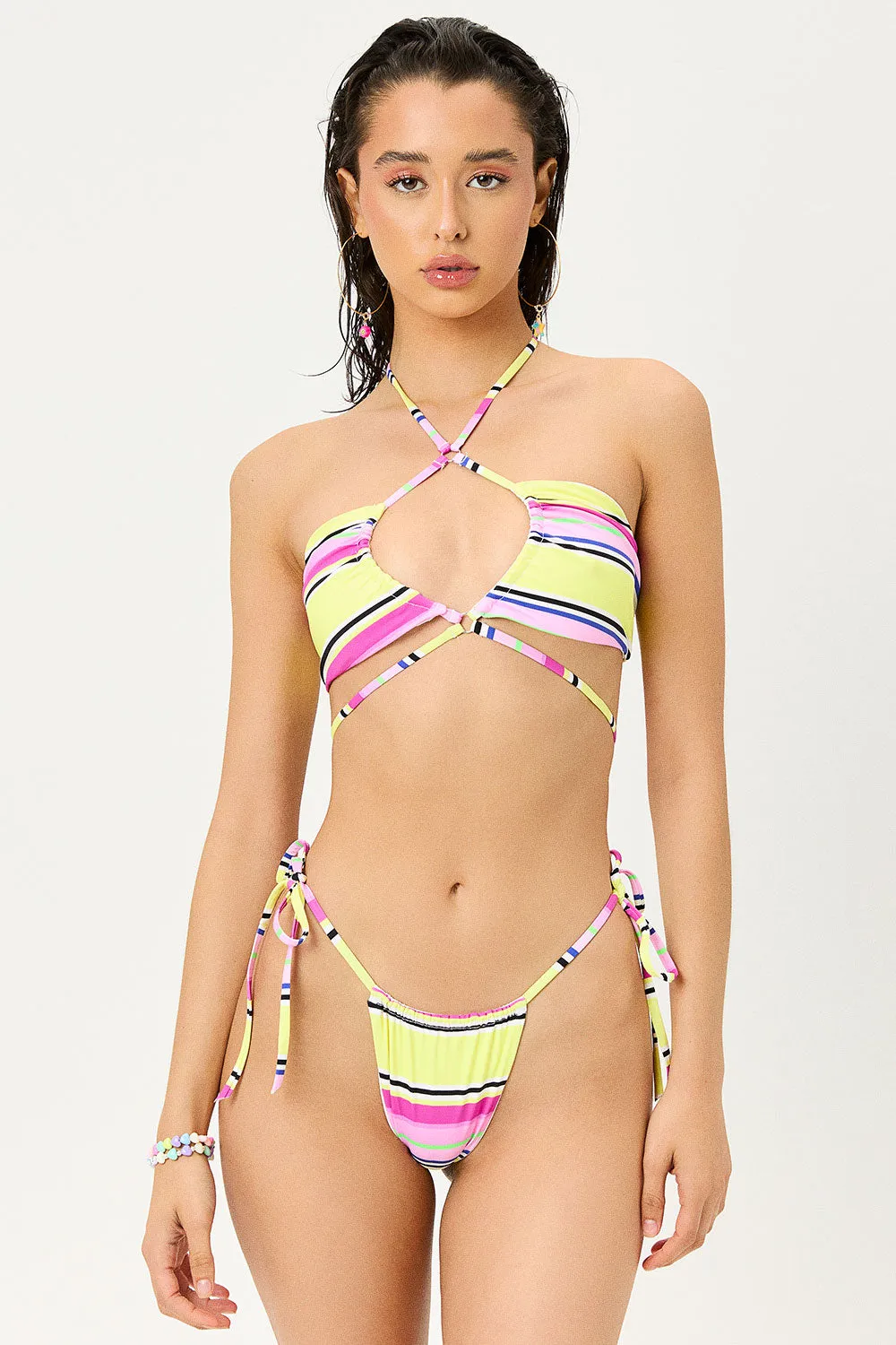 Malibu Halter String Bikini Top - Libra Stripe sold by Frankie's Bikinis product image thumbnail 2